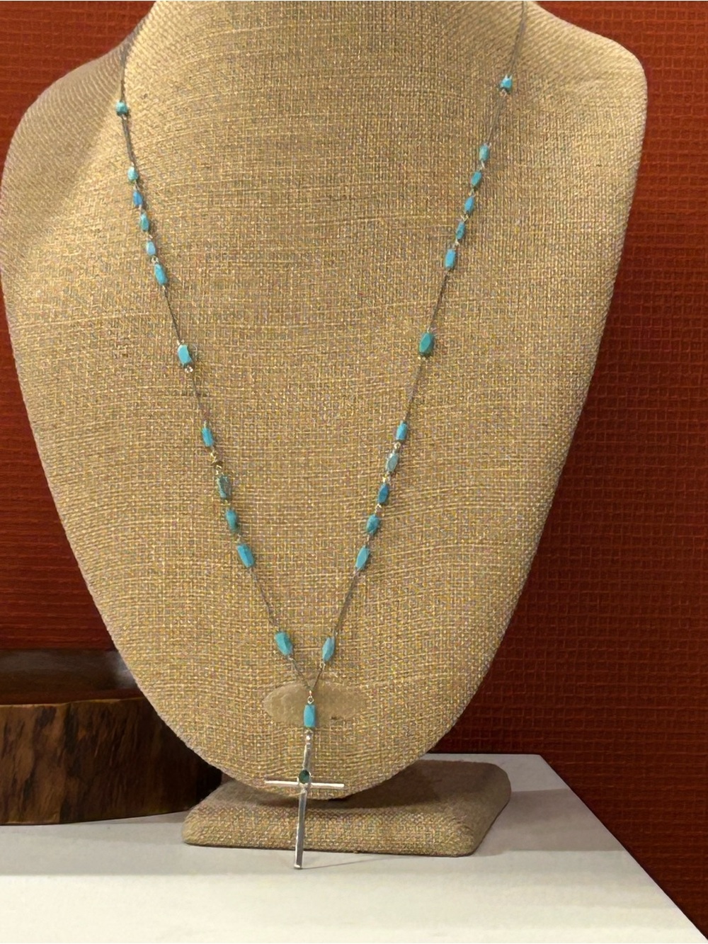 Chan Luu 925 Sterling Silver Turquoise Cross necklace 38” - Picture 10 of 13
